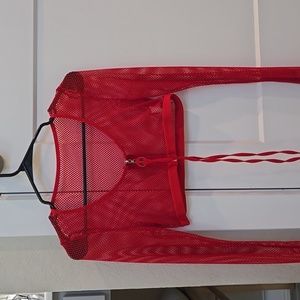 Sheer Mesh Long Sleeve Crop Top